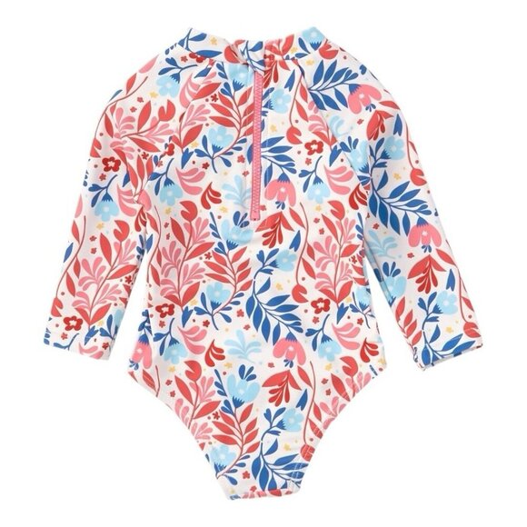 Adventurewear 360 Baby Girl Long Sleeve Rashguard Swim~Sz 18M~Hibiscus L15 03 - Picture 2 of 9